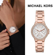 Shop Authentic Michael Kors Camille Multifunction White Dial Rose Gold Steel Strap Watch For Women - MK6845 - Luxxuri