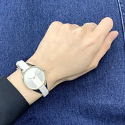  Shop Authentic Calvin Klein Rebel White Dial White Leather Strap Watch for Women - K8P231L6 - Luxxuri