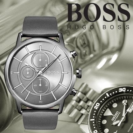  Shop Authentic Hugo Boss Architectural Grey Dial Grey Leather Strap Watch for Men - 1513570 - Luxxuri