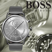  Shop Authentic Hugo Boss Architectural Grey Dial Grey Leather Strap Watch for Men - 1513570 - Luxxuri