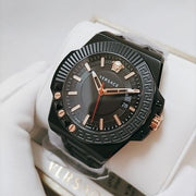  Shop Authentic Versace Chain Reaction Quartz Black Dial Black Steel Strap Watch for Men - VEDY00719 - Luxxuri