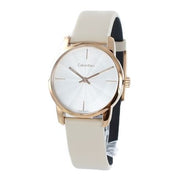  Shop Authentic Calvin Klein City White Dial White Leather Strap Watch for Women - K2G231XH - Luxxuri