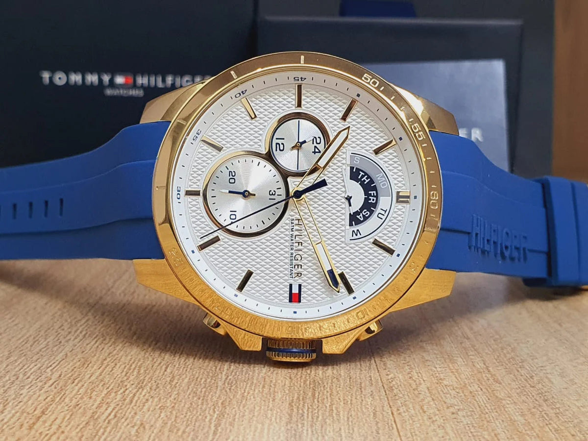  Shop Authentic Tommy Hilfiger Decker White Dial Blue Rubber Strap Watch for Men - 1791353 - Luxxuri