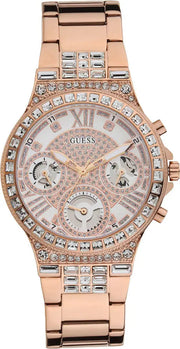  Shop Authentic Guess Moonlight Multi Function Diamonds White Dial Rose Gold Steel Strap Watch for Women - GW0320L3 - Luxxuri