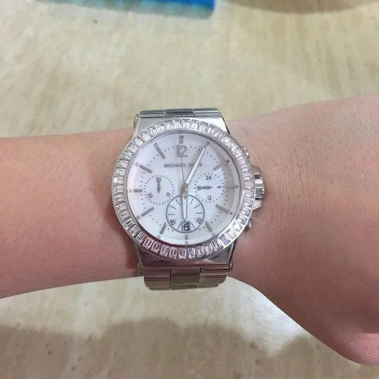  Shop Authentic Michael Kors Dylan Glitz Chronograph White Dial Silver Steel Strap Watch For Women - MK5411 - Luxxuri