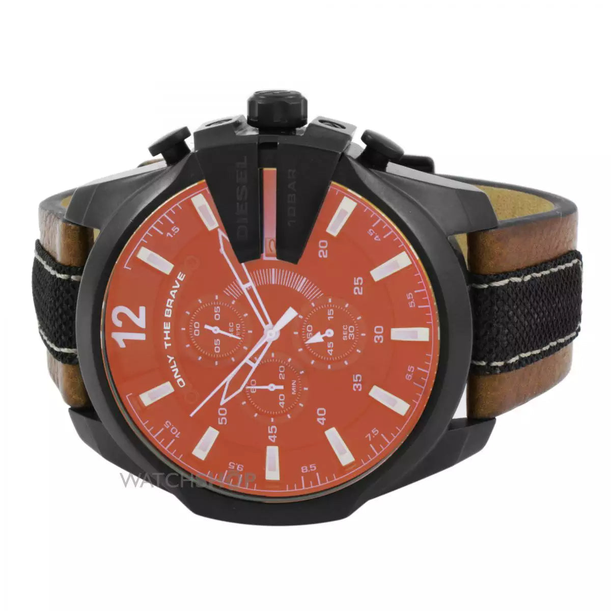  Shop Authentic Diesel Mega Chief Quartz Black Dial Two Tone Leather Strap Watch For Men - DZ4305 - Luxxuri