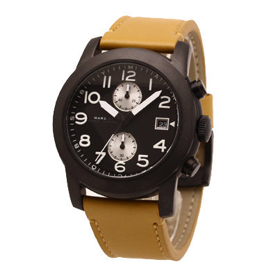  Shop Authentic Marc Jacobs Larry Chronograph Black Dial Brown Leather Strap Watch for Men - MBM5053 - Luxxuri