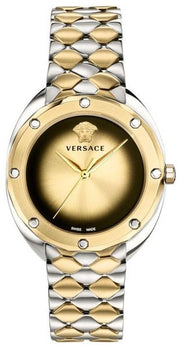  Shop Authentic Versace Shadov Quartz Gold Dial Two Tone Steel Strap Watch for Women - VEBM00518 - Luxxuri