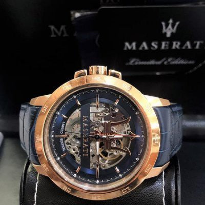  Shop Authentic Maserati Automatic Blue Dial Blue Leather Strap Watch For Men - R8821119005 - Luxxuri