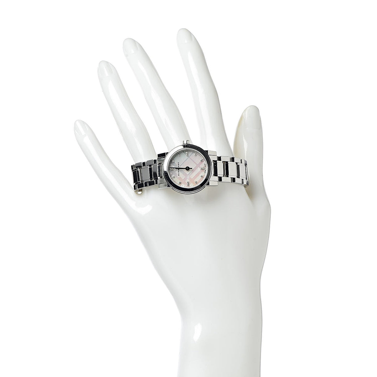  Shop Authentic Burberry The City Diamonds Mother of Pearl Dial Silver Steel Strap Watch for Women - BU9224 - Luxxuri