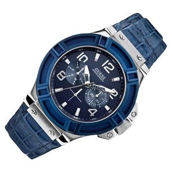  Shop Authentic Guess Rigor Multifunction Chronograph Blue Dial Blue Leather Strap Watch For Men - W0040G7 - Luxxuri