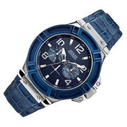  Shop Authentic Guess Rigor Multifunction Chronograph Blue Dial Blue Leather Strap Watch For Men - W0040G7 - Luxxuri
