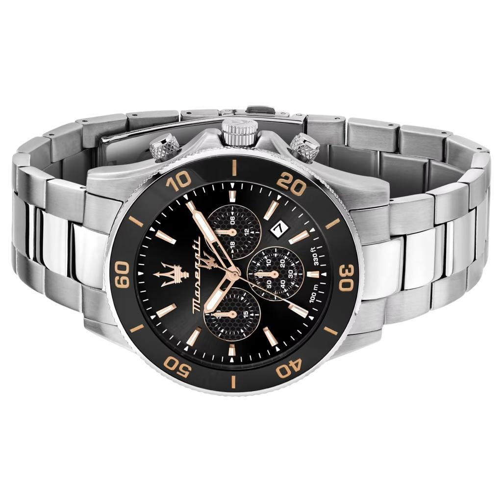  Shop Authentic Maserati Competizione Chronograph Black Dial Silver Steel Strap Watch For Men - R8873600003 - Luxxuri