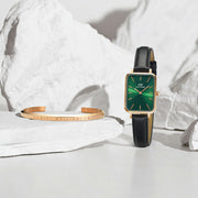  Shop Authentic Daniel Wellington Quadro Pressed Melrose Emerald Green Dial Black Leather Strap Watch For Women - DW00100446 - Luxxuri