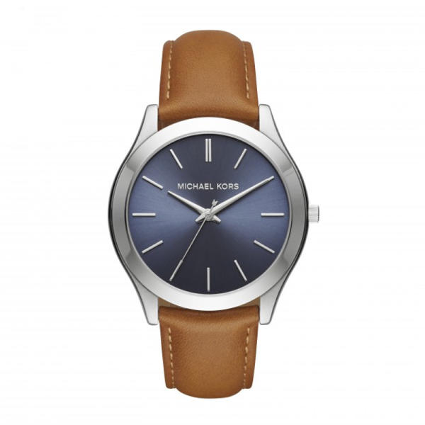  Shop Authentic Michael Kors Slim Runway Analog Blue Dial Brown Leather Strap Watch For Men - MK8508 - Luxxuri