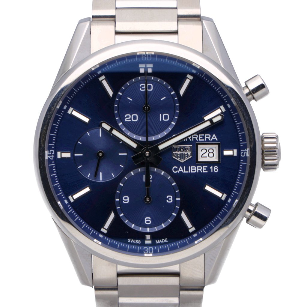  Shop Authentic Tag Heuer Carrera Chronograph 41mm Blue Dial Silver Steel Strap Watch for Men - CBK2112.BA0715 - Luxxuri