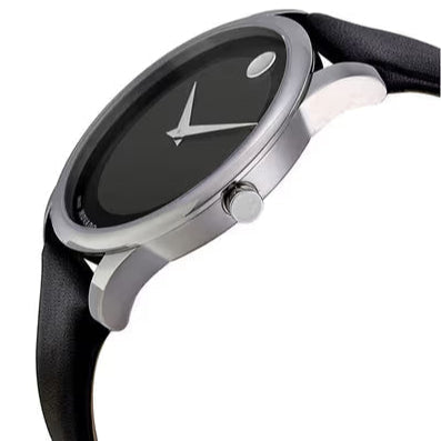  Shop Authentic Movado Museum Black Dial Black Leather Strap Watch For Men - 606502 - Luxxuri