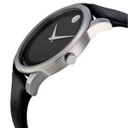  Shop Authentic Movado Museum Black Dial Black Leather Strap Watch For Men - 606502 - Luxxuri