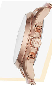  Shop Authentic Michael Kors Bradshaw Chronograph Pink Dial Two Tone Steel Strap Watch For Women - MK6830 - Luxxuri