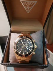  Shop Authentic Guess Chaser Chronograph Black Dial Gold Steel Strap Watch for Men - W0170G2 - Luxxuri
