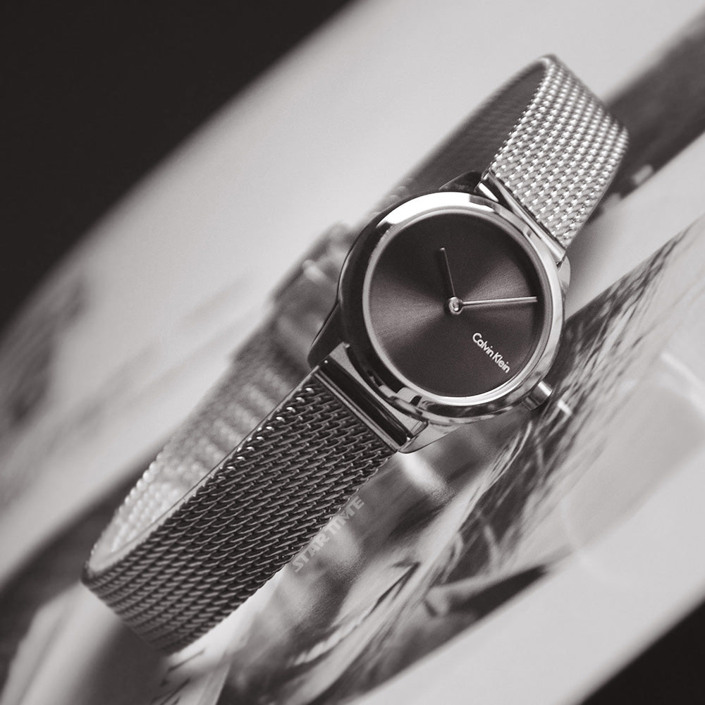 Shop Authentic Calvin Klein Minimal Grey Dial Silver Mesh Bracelet Watch for Women - K3M221Y3 - Luxxuri