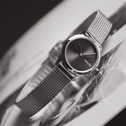  Shop Authentic Calvin Klein Minimal Grey Dial Silver Mesh Bracelet Watch for Women - K3M221Y3 - Luxxuri