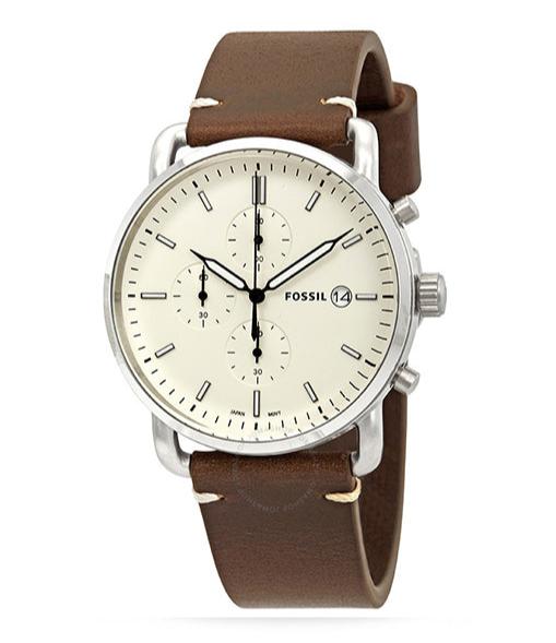  Shop Authentic Fossil The Commuter White Dial Brown Leather Strap Watch for Men - FS5402 - Luxxuri