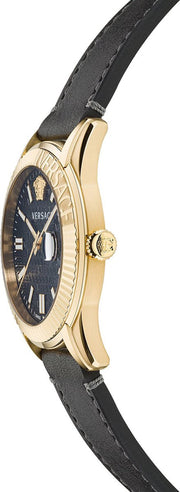  Shop Authentic Versace Greca Time Quartz Black Dial Brown Leather Strap Watch For Men - VE3K00222 - Luxxuri