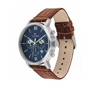  Shop Authentic Tommy Hilfiger Evan Chronograph Blue Dial Brown Leather Strap Watch for Men - 1710393 - Luxxuri