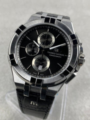  Shop Authentic Maurice Lacroix Aikon Chronograph Black Dial Black Leather Strap Watch for Men - AI1018-SS001-330-1 - Luxxuri