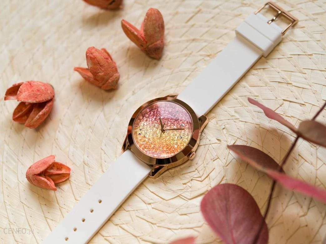  Shop Authentic Guess Crush Crystals Gold Dial White Rubber Strap Watch for Women - W1223L3 - Luxxuri