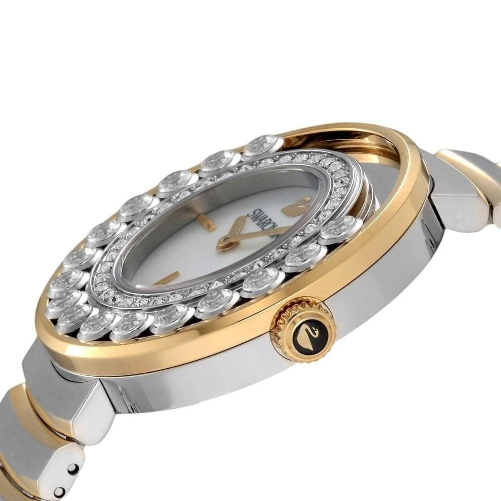  Shop Authentic Swarovski Lovely Crystals Mother of Pearl Dial Two Tone Steel Strap Watch for Women - 1187022 - Luxxuri