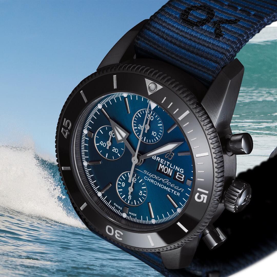  Shop Authentic Breitling Superocean Heritage Chronograph 44 Outerknown Blue Dial Blue NATO Strap Watch for Men - M133132A1C1W1 - Luxxuri
