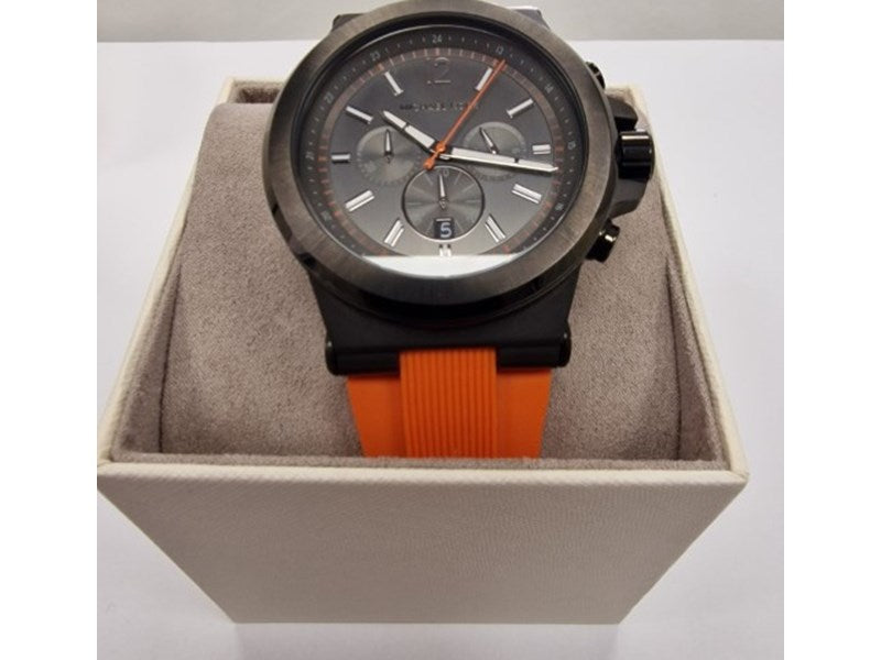  Shop Authentic Michael Kors Dylan Chronograph Grey Dial Orange Rubber Strap Watch for Men - MK8296 - Luxxuri