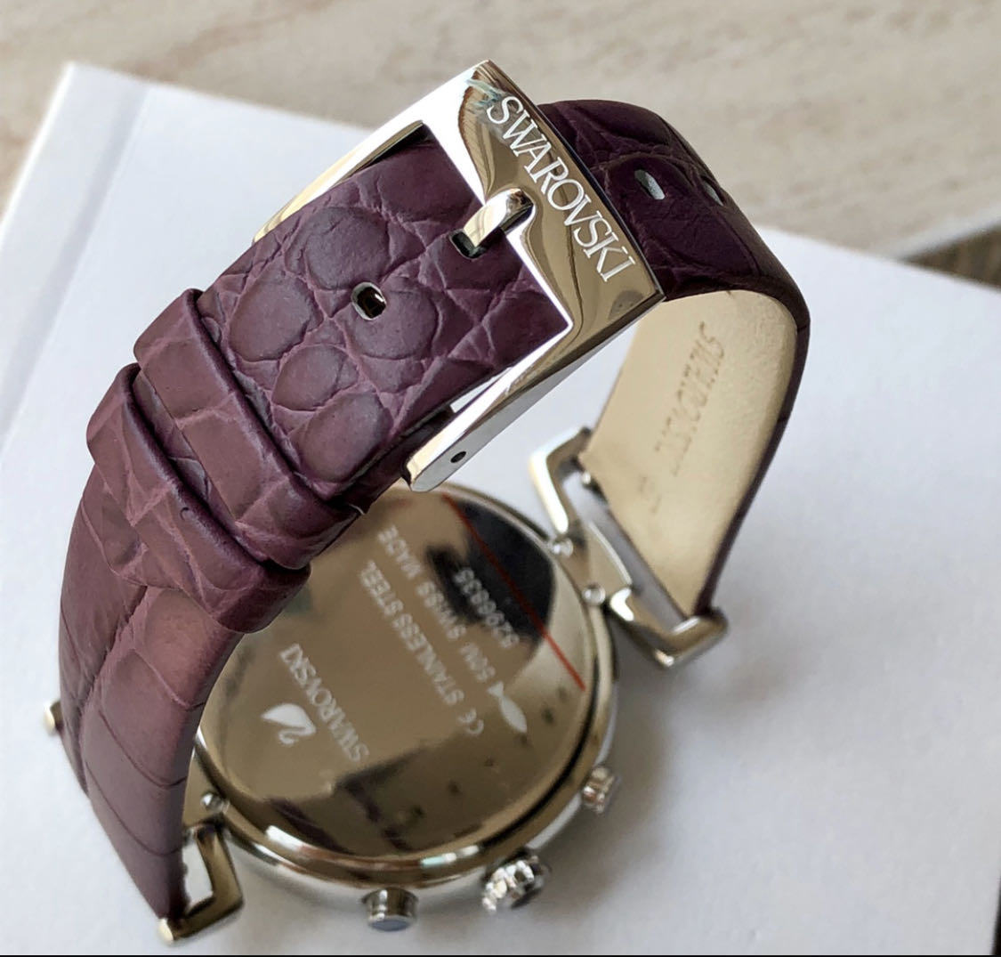  Shop Authentic Swarovski Era Journey Chronograph Silver Dial Purple Leather Strap Watch for Women - 5296835 - Luxxuri