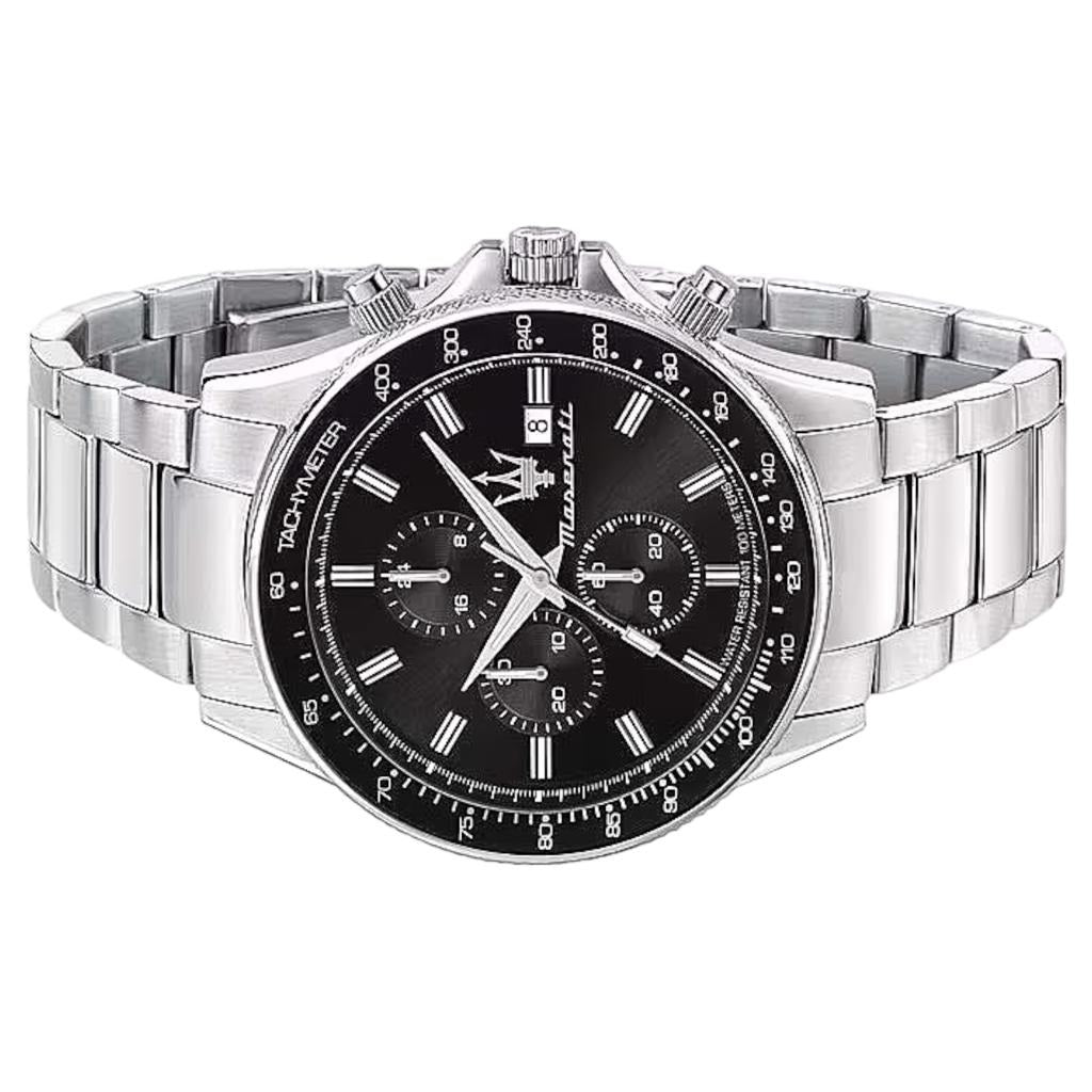  Shop Authentic Maserati SFIDA Chronograph Black Dial Silver Steel Strap Watch For Men - R8873640015 - Luxxuri