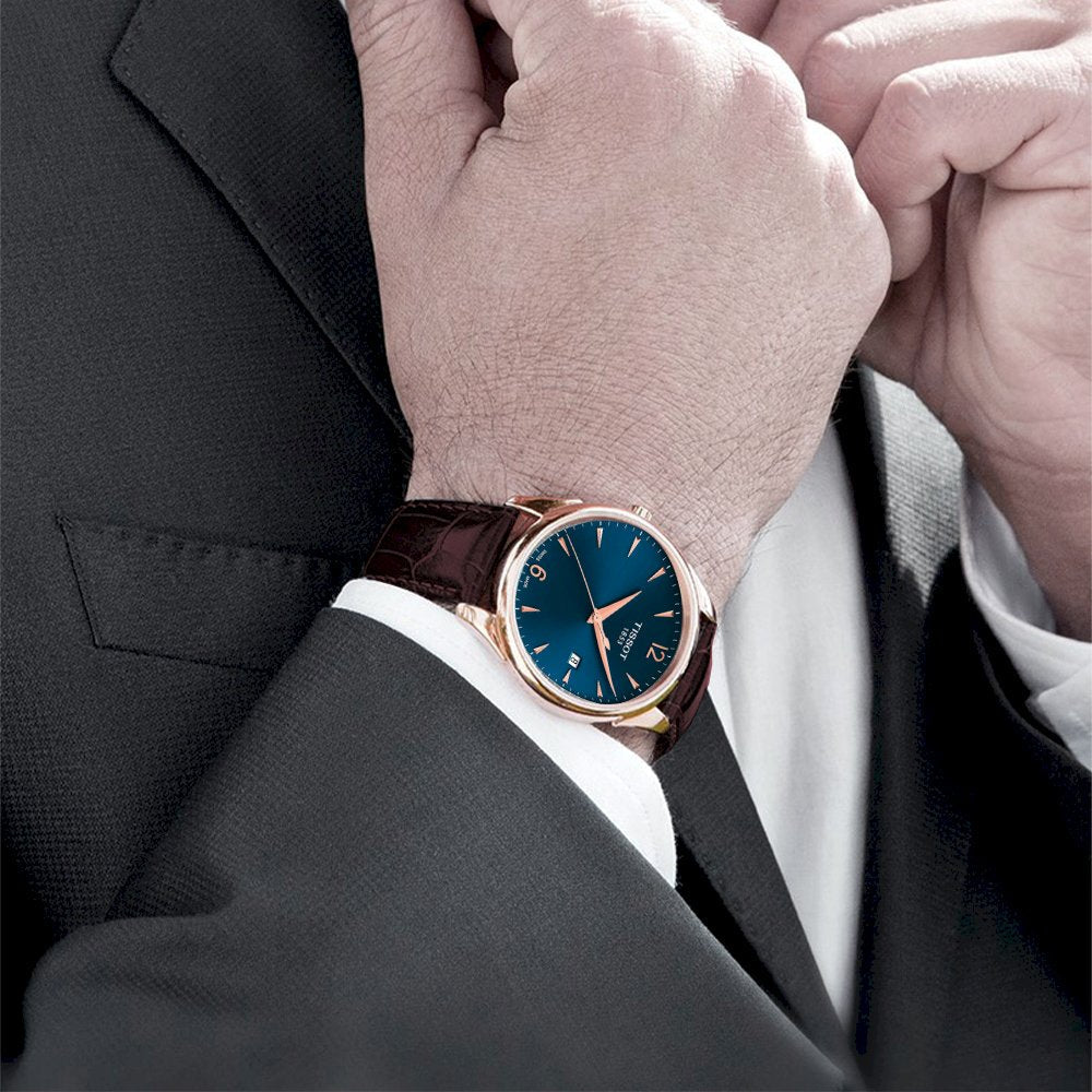  Shop Authentic Tissot T Classic Tradition Blue Dial Brown Leather Strap Watch For Men - T063.610.36.047.00 - Luxxuri