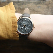  Shop Authentic Fossil Tailor Grey Dial Grey Leather Strap Watch for Women - ES3913 - Luxxuri