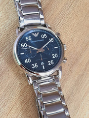  Shop Authentic Emporio Armani Luigi Chronograph Blue Dial Silver Steel Strap Watch For Men - AR11132 - Luxxuri