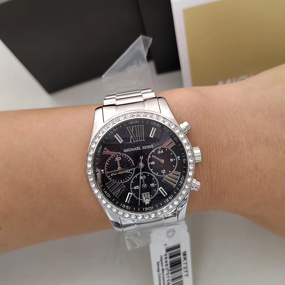  Shop Authentic Michael Kors Lexington Chronograph Black Dial Silver Steel Strap Watch For Women - MK7277 - Luxxuri