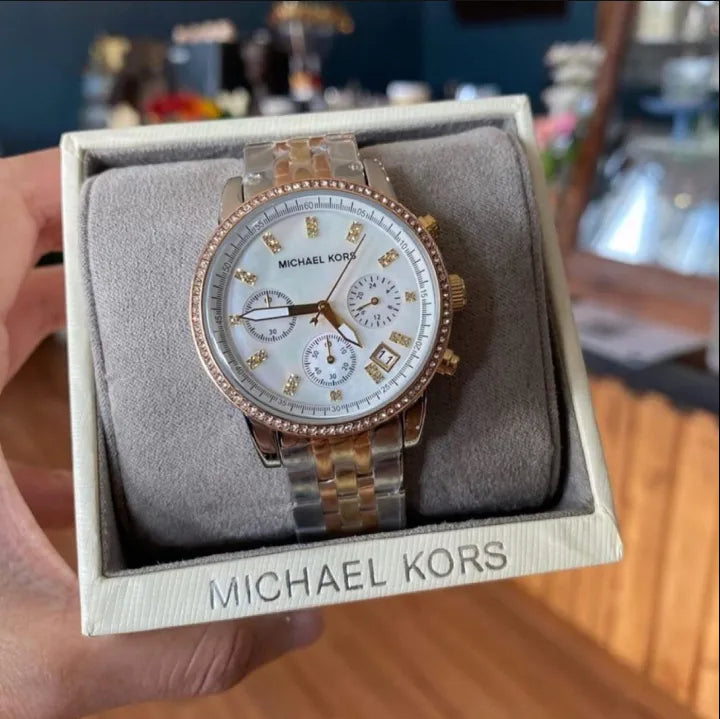  Shop Authentic Michael Kors Ritz White Dial Two Tone Steel Strap Watch for Women - MK5650 - Luxxuri