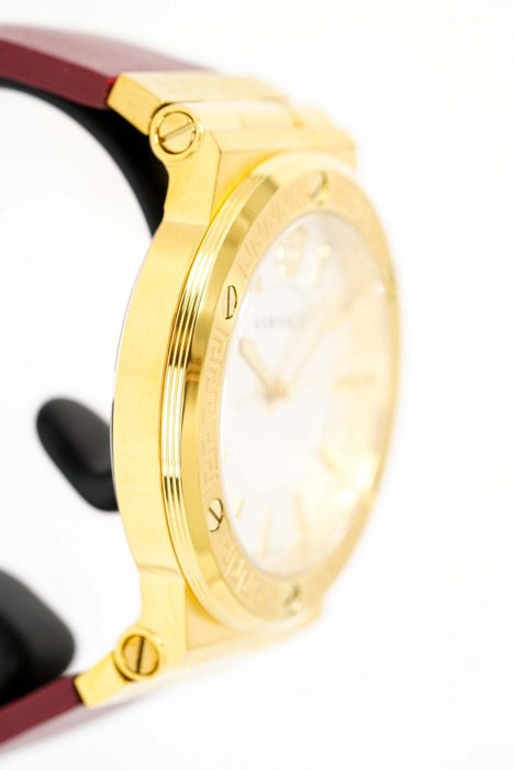  Shop Authentic Versace Greca Silver Dial Red Leather Strap Watch for Women - VEVH00420 - Luxxuri