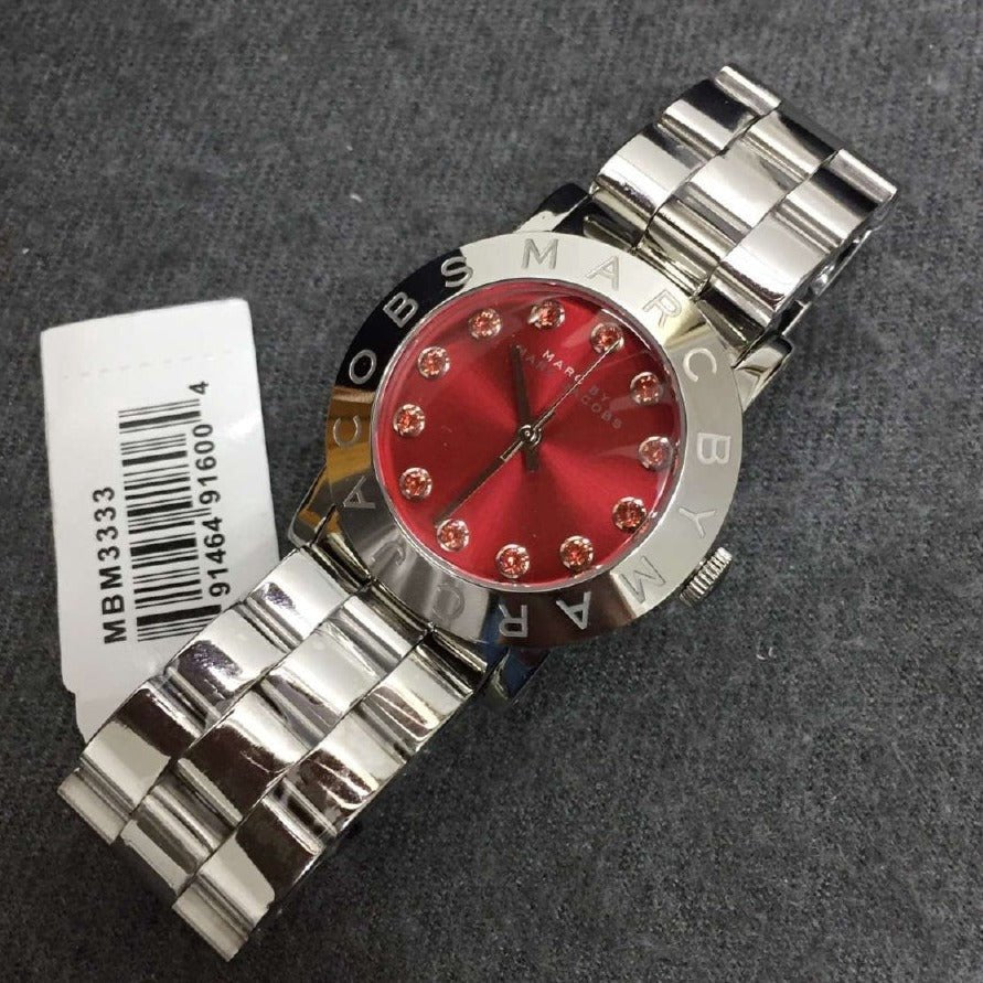  Shop Authentic Marc Jacobs Amy Red Dial Silver Steel Strap Watch for Women - MBM3333 - Luxxuri