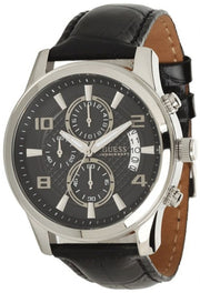  Shop Authentic Guess Exec Chronograph Quartz Black Dial Black Leather Strap Watch for Men - W0076G1 - Luxxuri