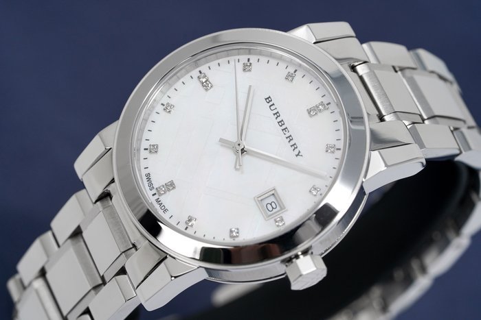  Shop Authentic Burberry The City Diamonds Silver Dial Silver Steel Strap Watch for Women - BU9125 - Luxxuri