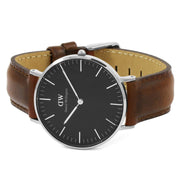  Shop Authentic Daniel Wellington Classic St Mawes Black Dial Brown Leather Strap Watch For Men - DW00100130 - Luxxuri