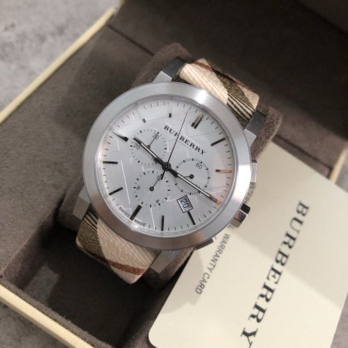  Shop Authentic Burberry The City Nova White Dial Checked Brown Leather Strap Watch for Men - BU9357 - Luxxuri