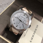  Shop Authentic Burberry The City Nova White Dial Checked Brown Leather Strap Watch for Men - BU9357 - Luxxuri