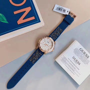  Shop Authentic Guess Swirl Analog Quartz White Dial Blue Rubber Strap Watch for Women - W1096L4 - Luxxuri