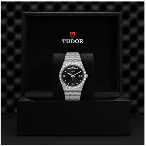  Shop Authentic Tudor Royal Automatic Diamonds Black Dial Silver Steel Strap Watch for Men - M28600-0004 - Luxxuri